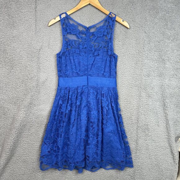 BB Dakota Lace Dress Sz 2 Royal Blue Fit & Flare Cocktail Party Wedding Guest - Picture 9 of 15